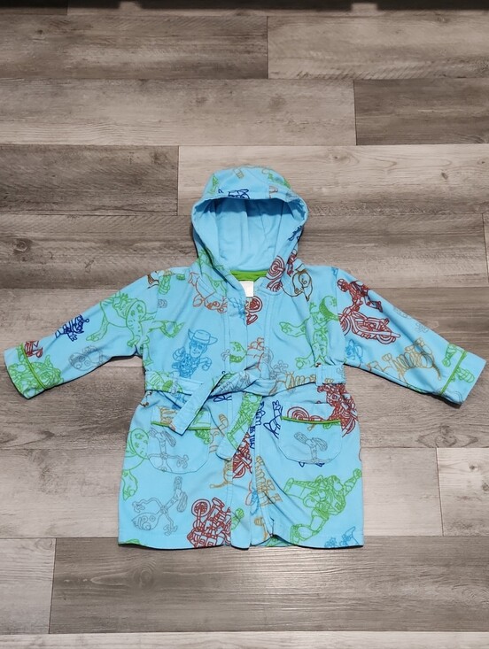 Disney Other - Disney Toy Story Kids Beach Bath Robe Hood Light Blue Green Satin Accent  Sz 4